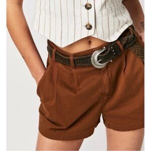 Free People Billie Chino Shorts Cigar Brown Size 8